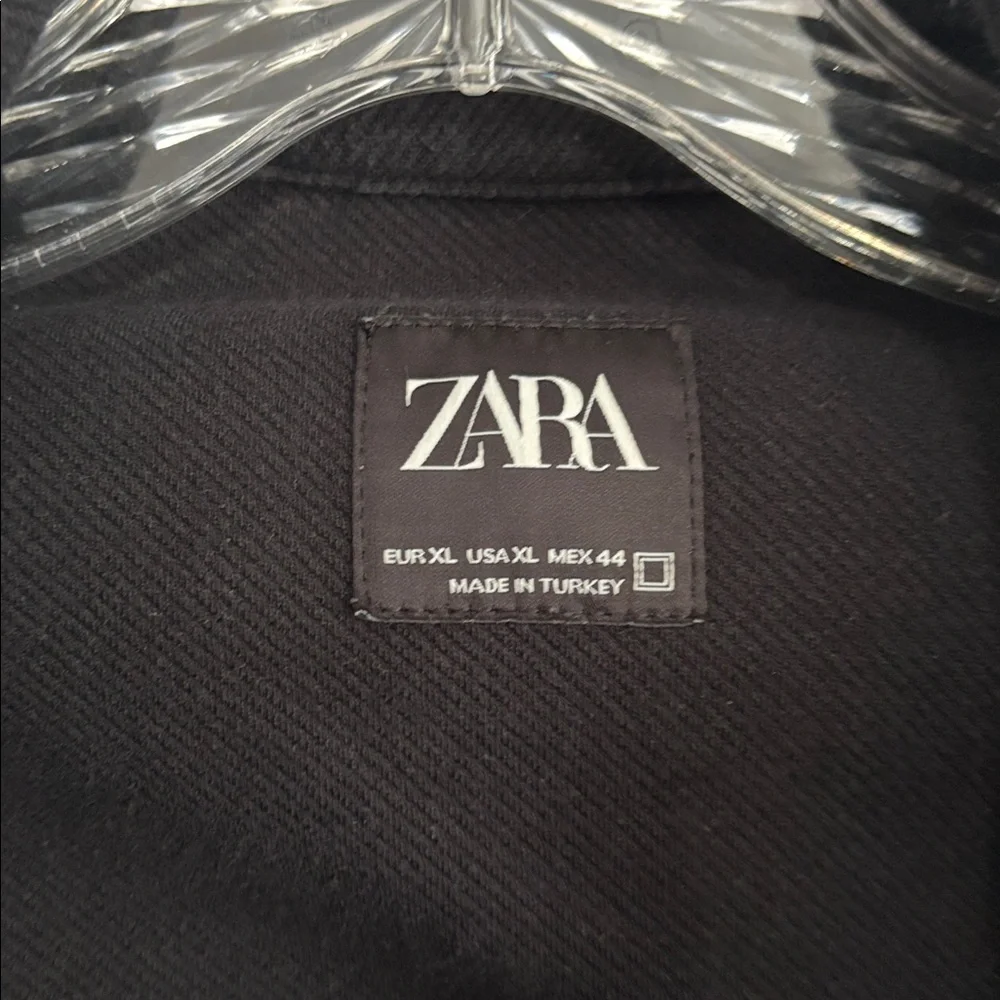 Zara Black Textured Overshirt Jacket Button Front Men’s Size XL - Picture 6 of 6